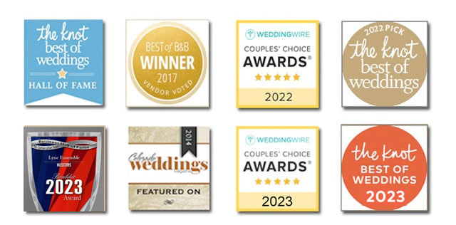 Awards given to Lyric Ensemble for their professionalism, popularity with clients, and wedding (ceremony, cocktail hour, and reception) music.